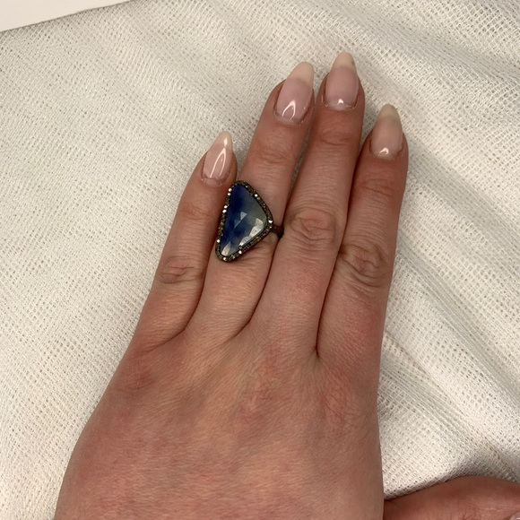 ADORNIA Blue Sapphire & Diamond Halo Ring NWT 7 - Picture 14 of 14